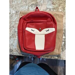 NEW‎ Fox Backpack, orange, mini, purse, leather like, lined